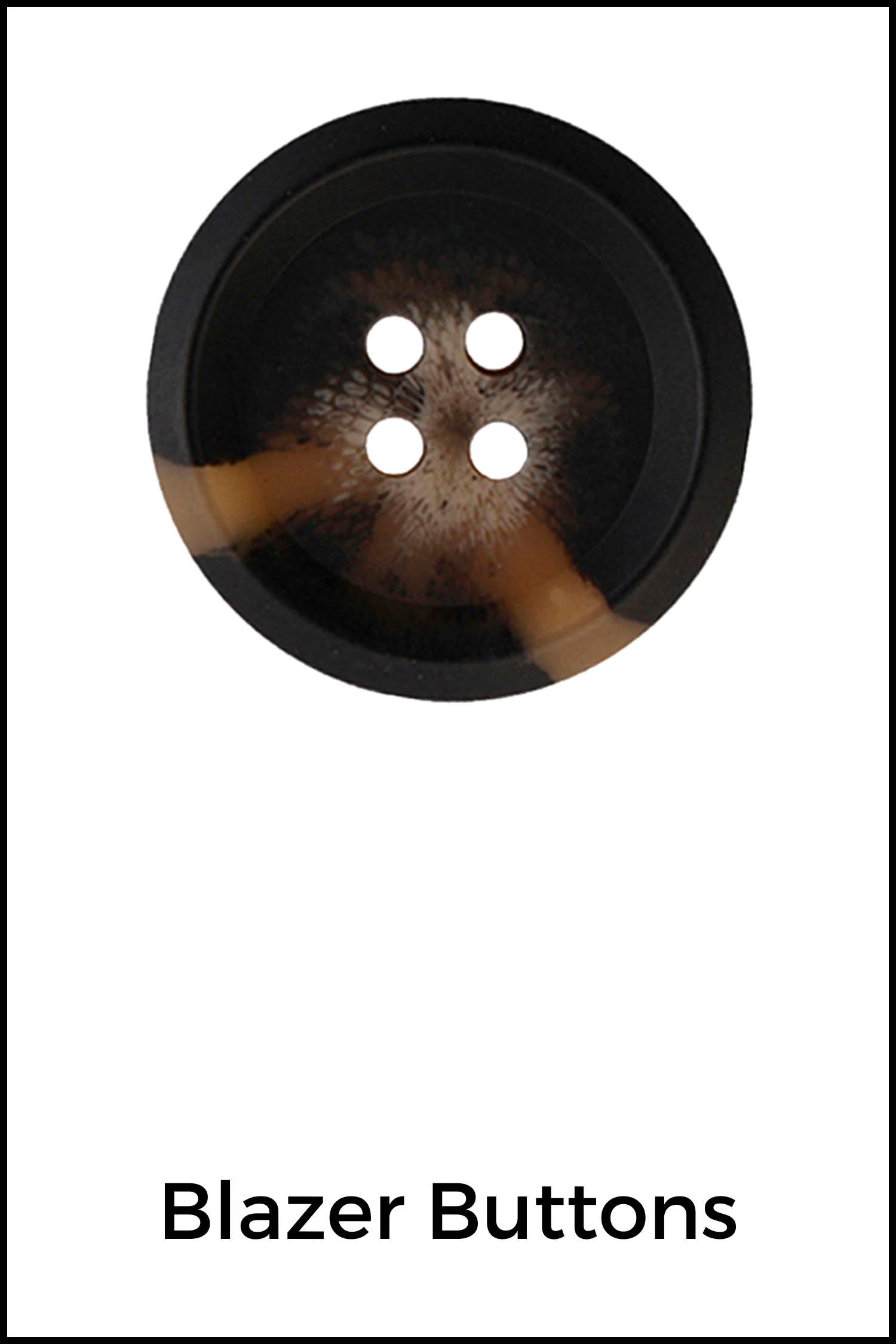 Black 2-Hole Horn Button - 32L/20mm - Horn - Bone & Horn - Buttons