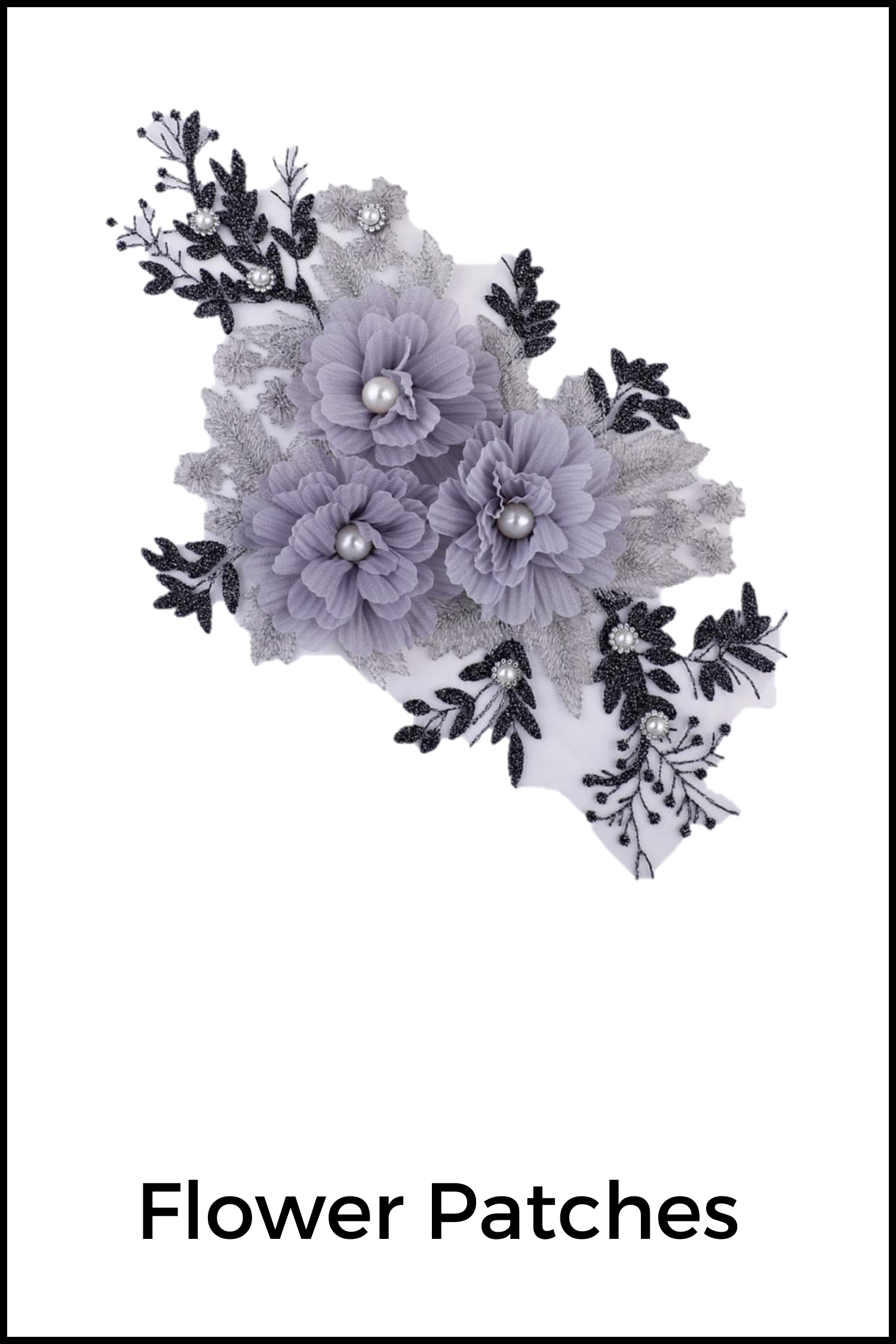 Black lace with silver flowers 23.5 cm (sold by 1/2m) – Chic Placard