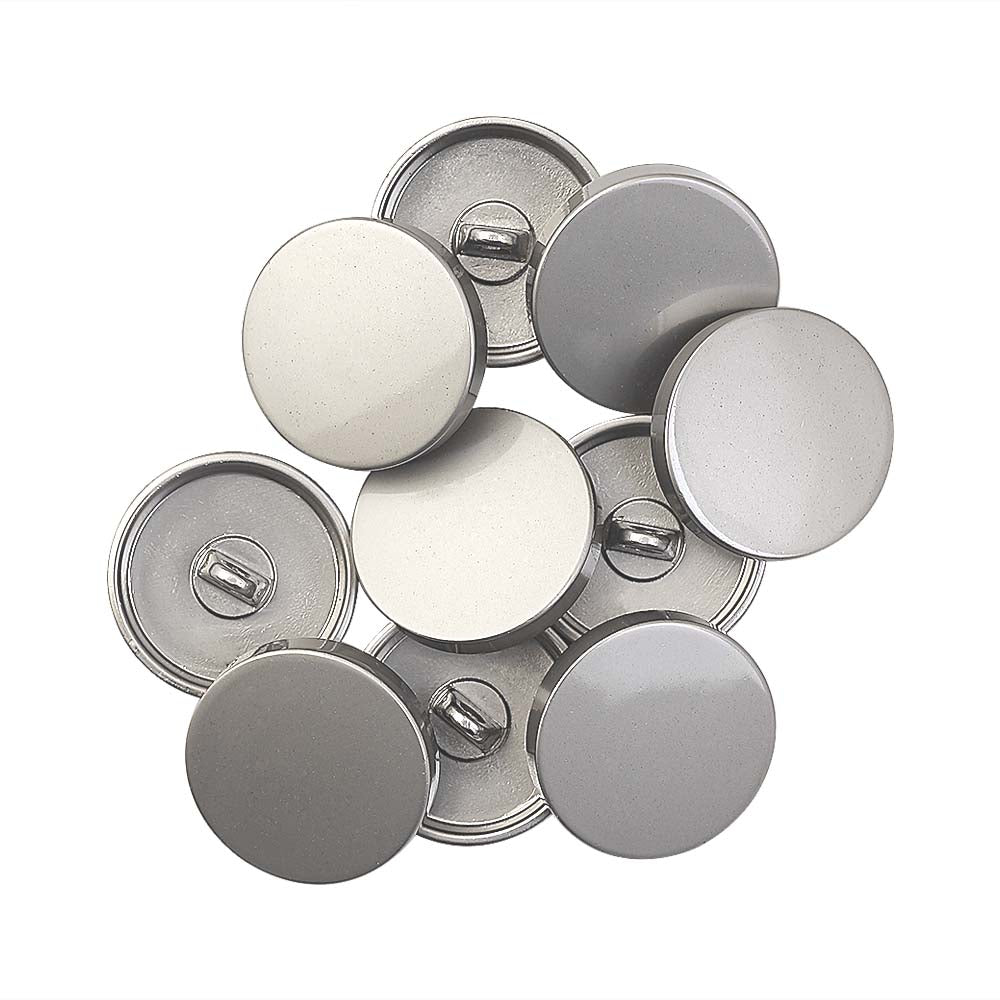 Premium Smooth Matte Silver Surface Shirt/Coat Classic Loop Metal Buttons