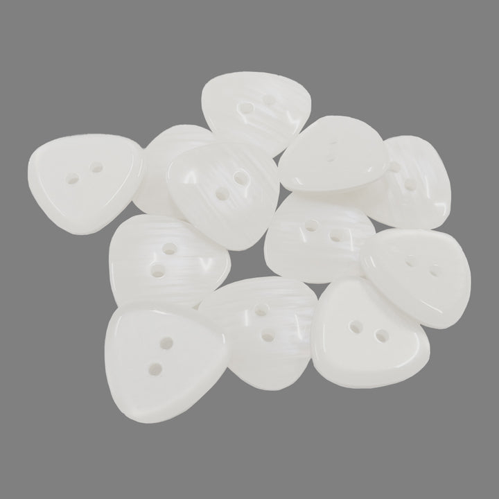 Smooth Glossy Rounded Triangle White Iridescent Color Fancy Button