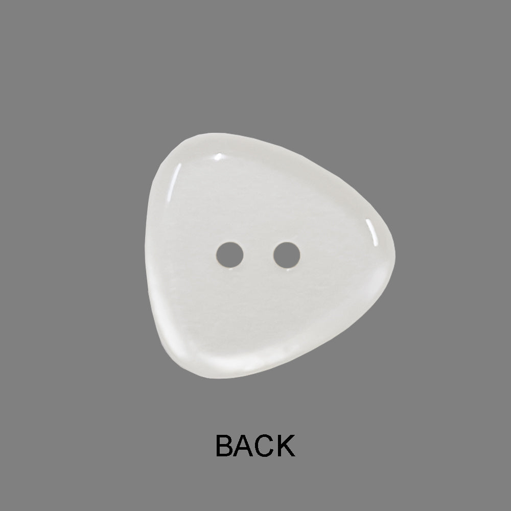 Smooth Glossy Rounded Triangle White Iridescent Color Fancy Button