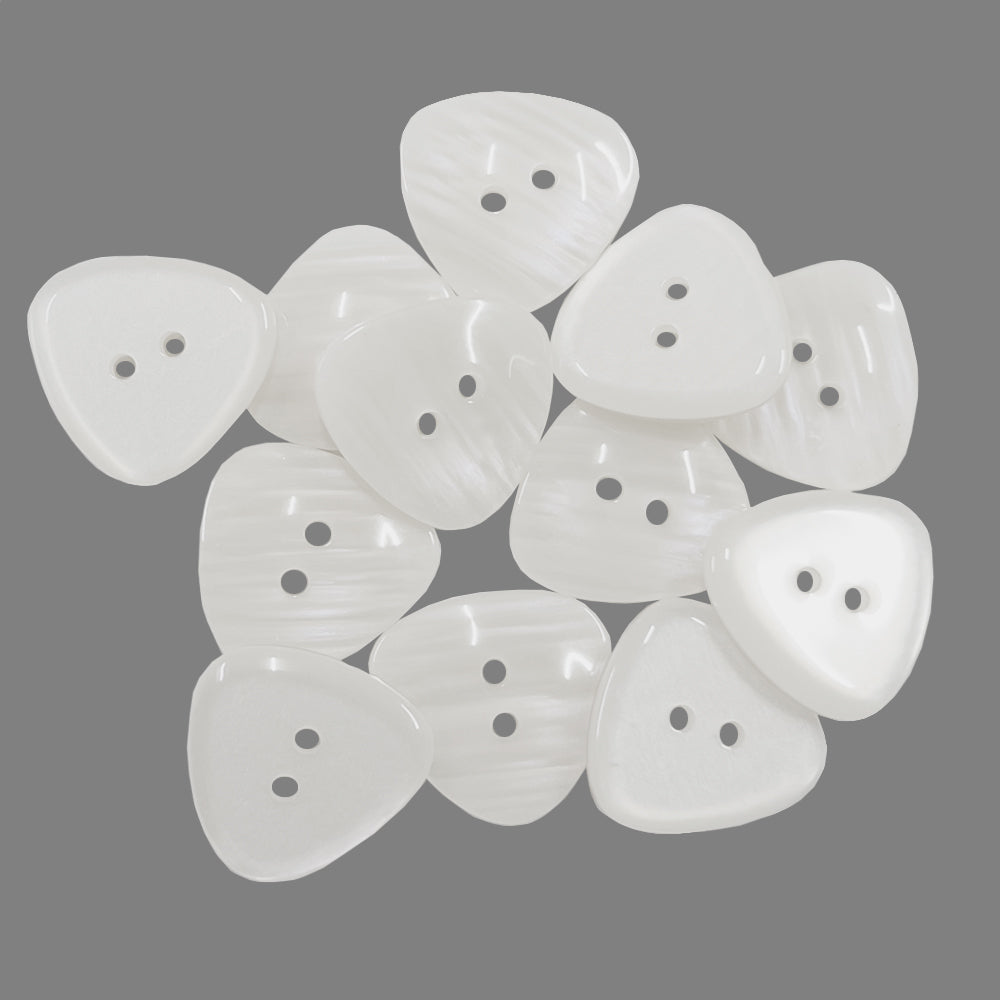 Smooth Glossy Rounded Triangle White Iridescent Color Fancy Button