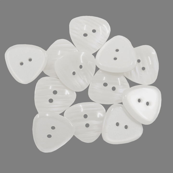 Smooth Glossy Rounded Triangle White Iridescent Color Fancy Button