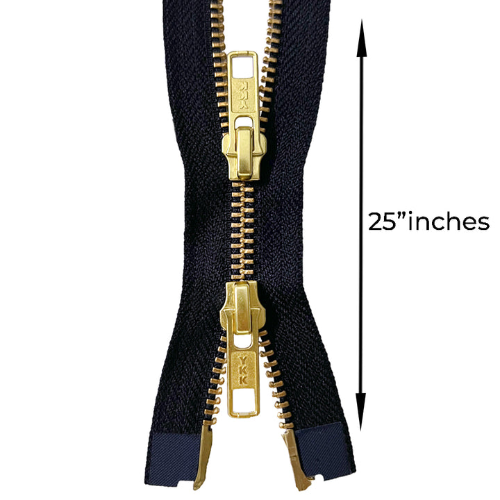 YKK #5 Matte Black/Gold Teeth Premium Two Way Metal Zipper for Jackets