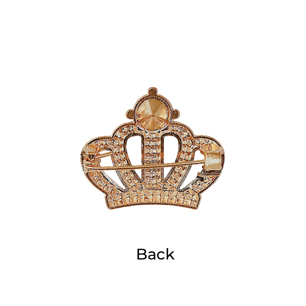 Attractive Premium Golden Diamond Crown Brooch