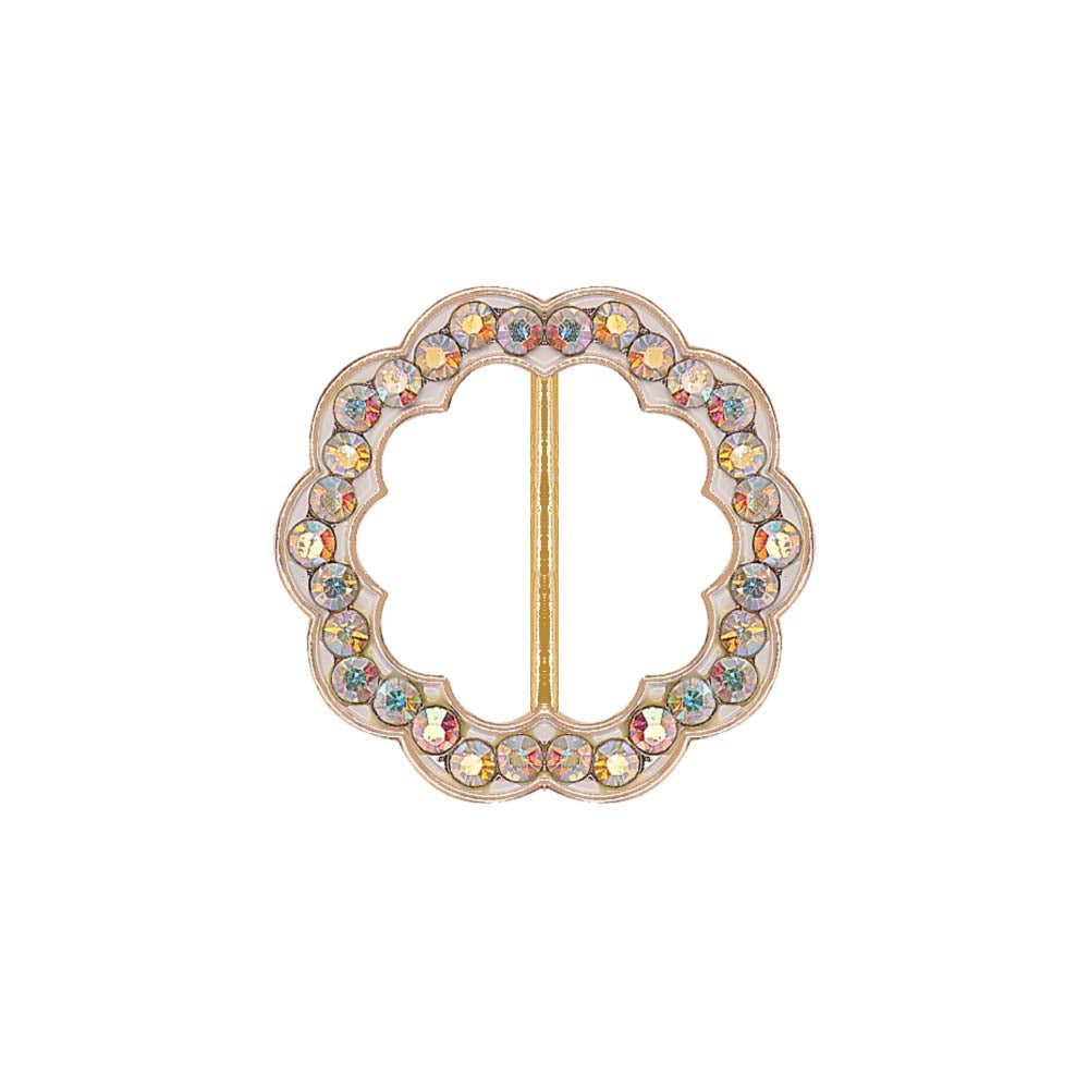 Decorative Shiny Iridescent White Scalloped Edges Diamond Buckle