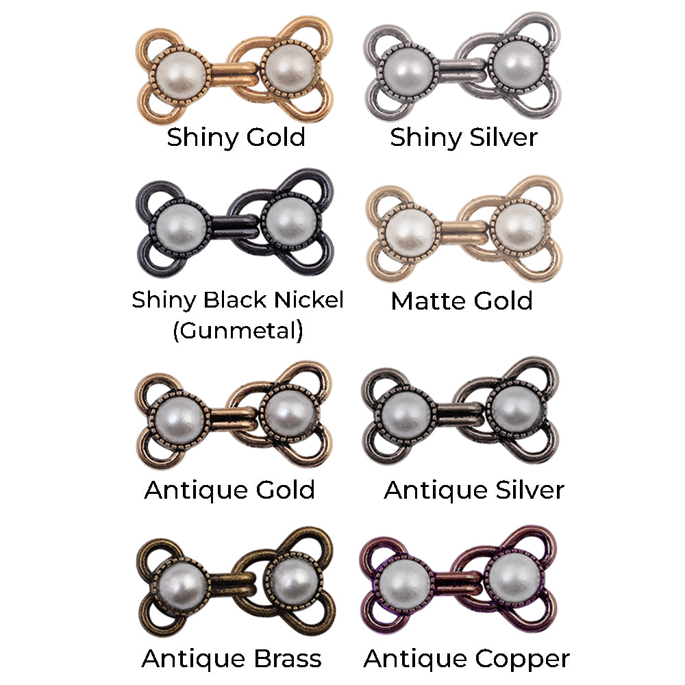 Decorative Pearl Hook & Eye Sewing Fasteners for Clothing