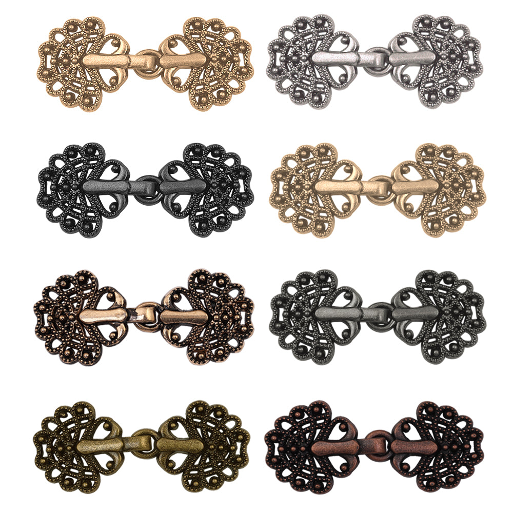Vintage Style Intricate Design Metal Clasp Closure Dress Fastener