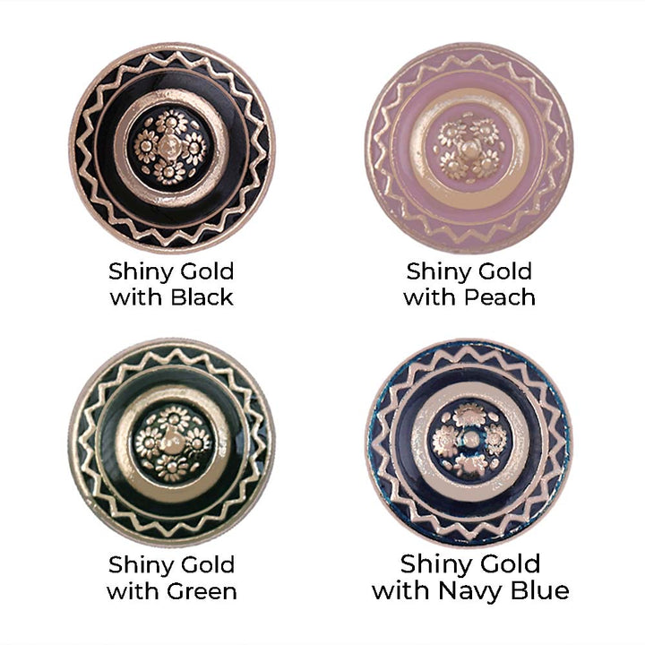 Beautiful 10mm (16L) Floral Design Enamel Colour Metal Buttons