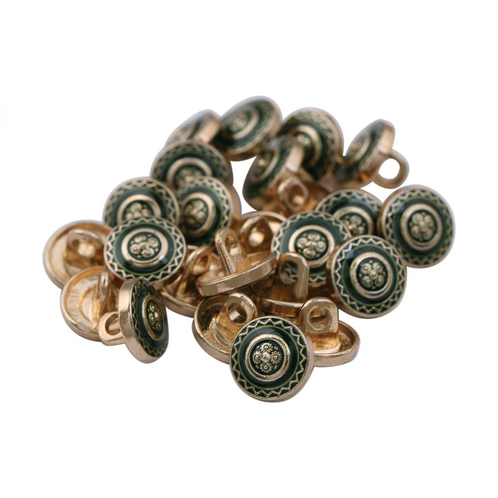 Beautiful 10mm (16L) Floral Design Enamel Colour Metal Buttons