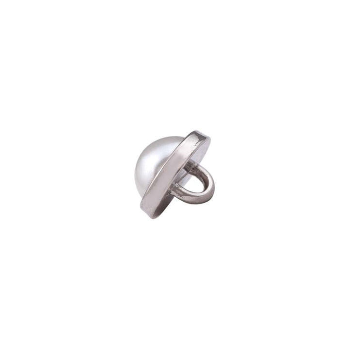 10mm (16L) Plain Round Rim Shiny Silver Pearl Buttons