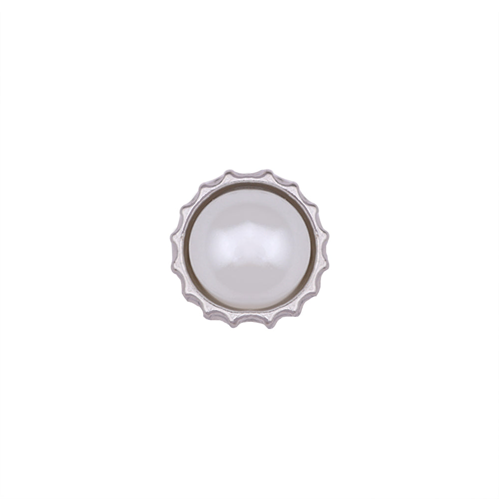 Decorative Rim 11mm Shiny Silver Pearl Metal Buttons