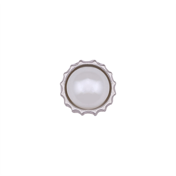 Decorative Rim 11mm Shiny Silver Pearl Metal Buttons