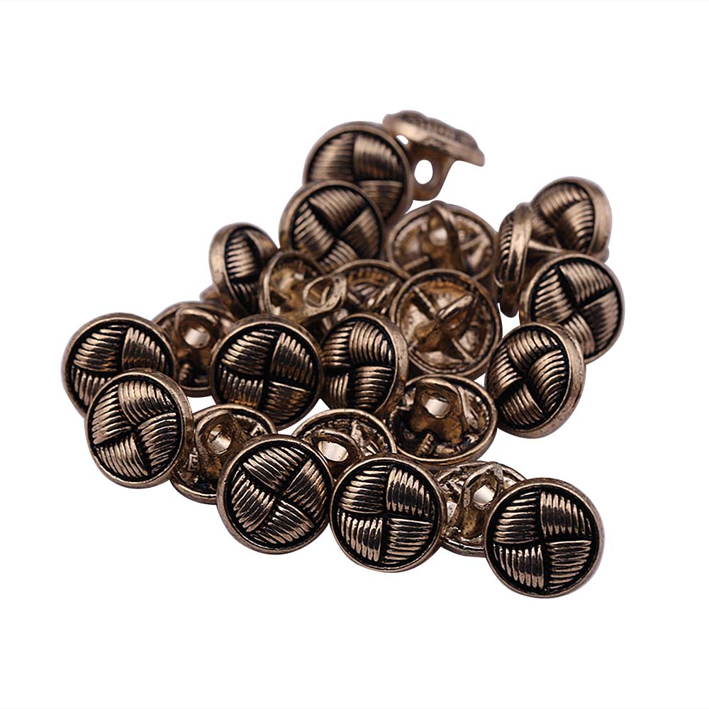Western Style Checks & Lines Design Antique Gold Metal Buttons