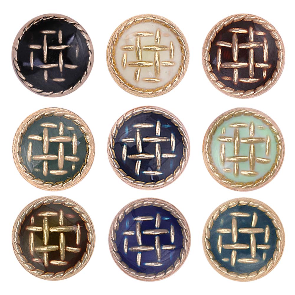 10mm(16L) Round Checks Design Metal Buttons with Lamination for Kurta/Kurtis