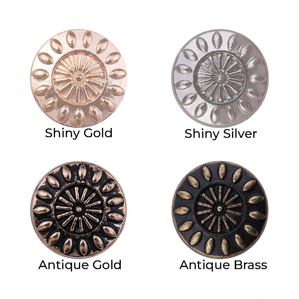 10mm (16L) Designer Metal Buttons for Shirts/Kurtas