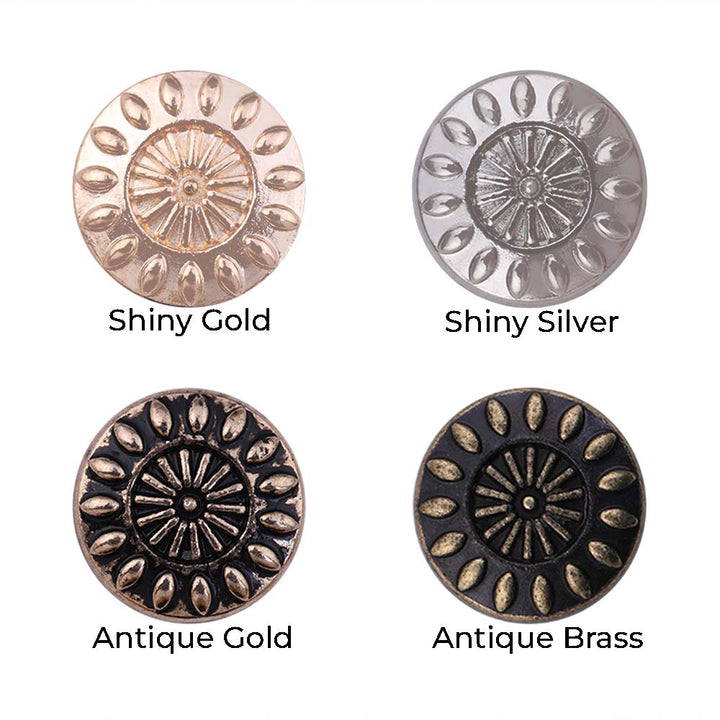 10mm (16L) Designer Metal Buttons for Shirts/Kurtas