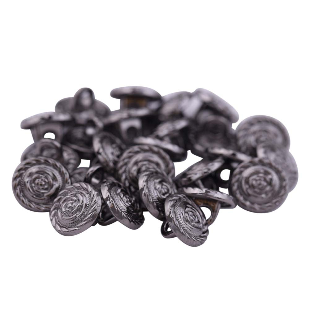 Round Rope Rim Design Rose Engraved Kurti Metal Buttons