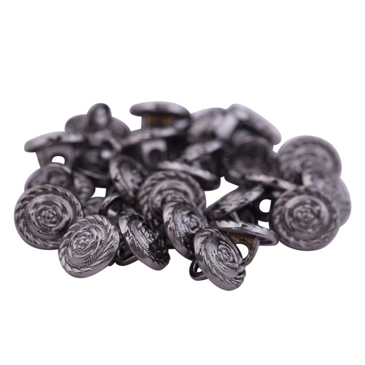 Round Rope Rim Design Rose Engraved Kurti Metal Buttons