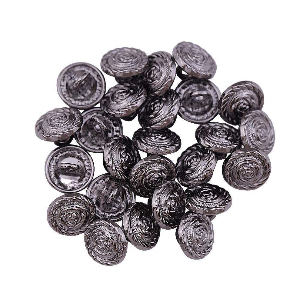Round Rope Rim Design Rose Engraved Kurti Metal Buttons