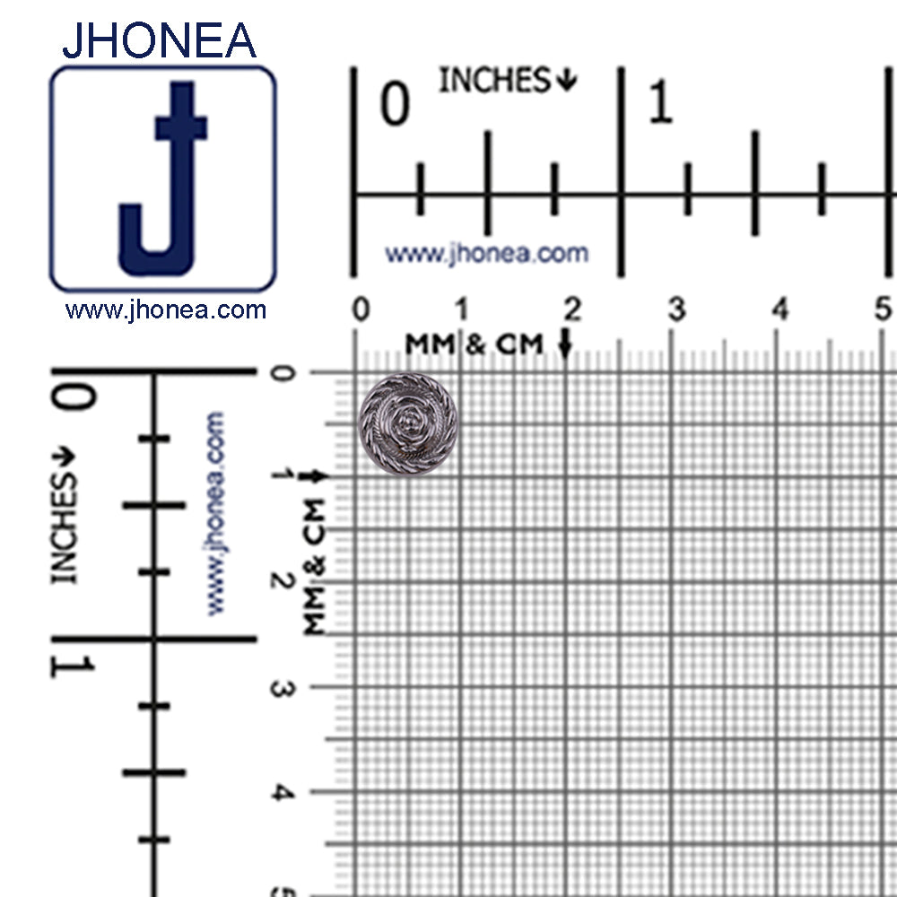 Round Rope Rim Design Rose Engraved Kurti Metal Buttons