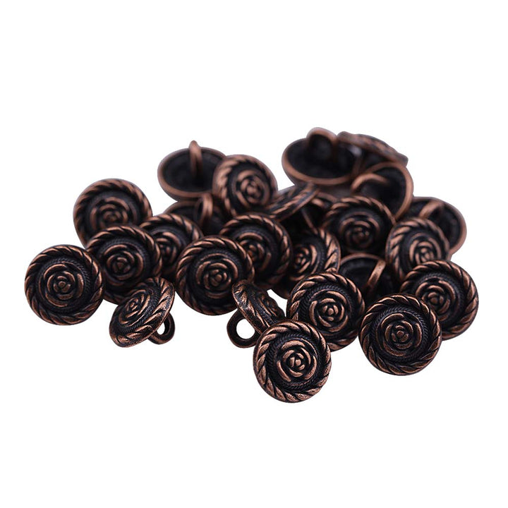 Round Rope Rim Design Rose Engraved Kurti Metal Buttons