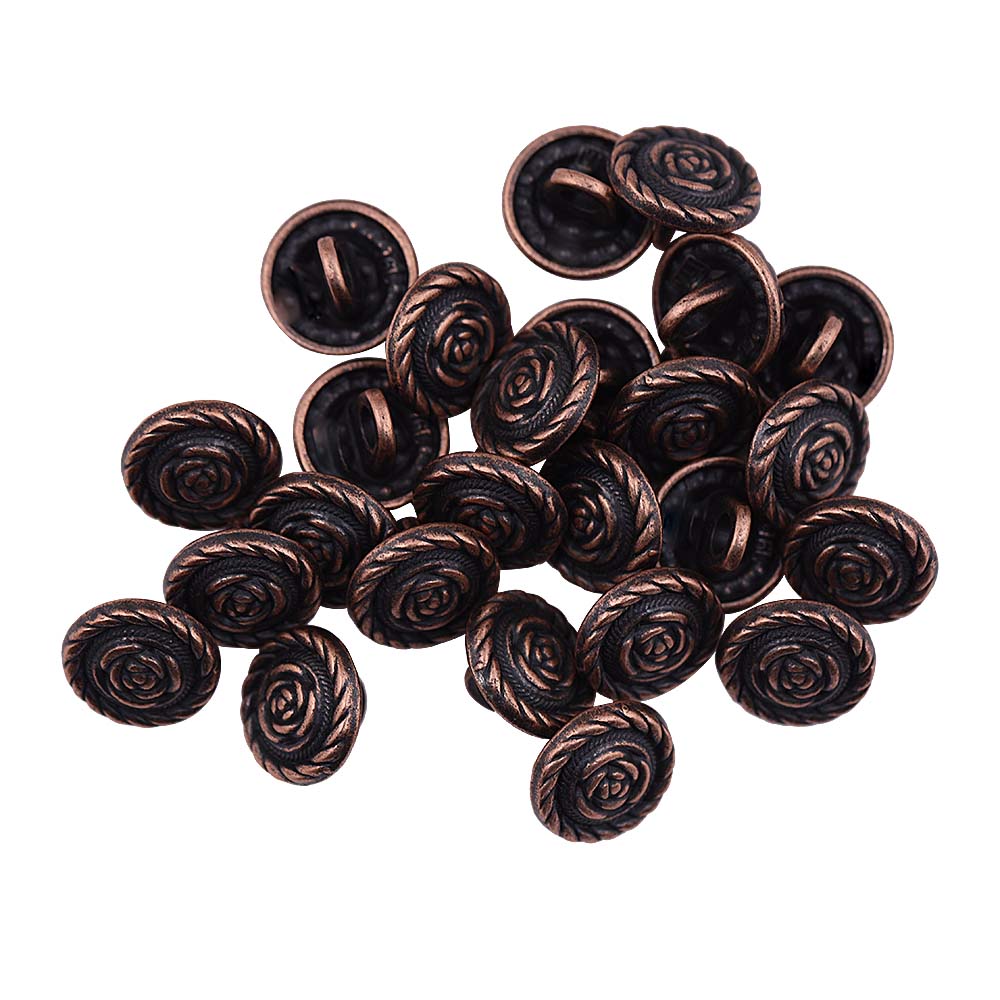 Round Rope Rim Design Rose Engraved Kurti Metal Buttons