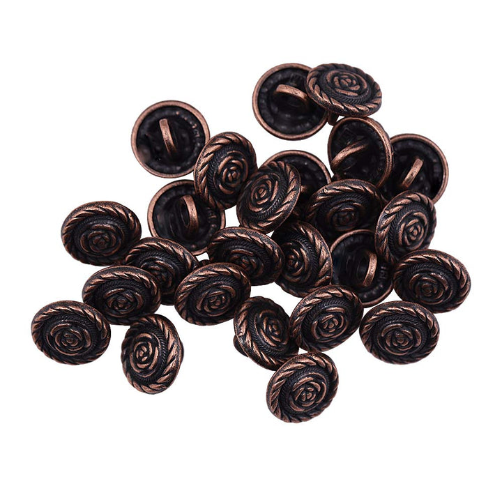 Round Rope Rim Design Rose Engraved Kurti Metal Buttons