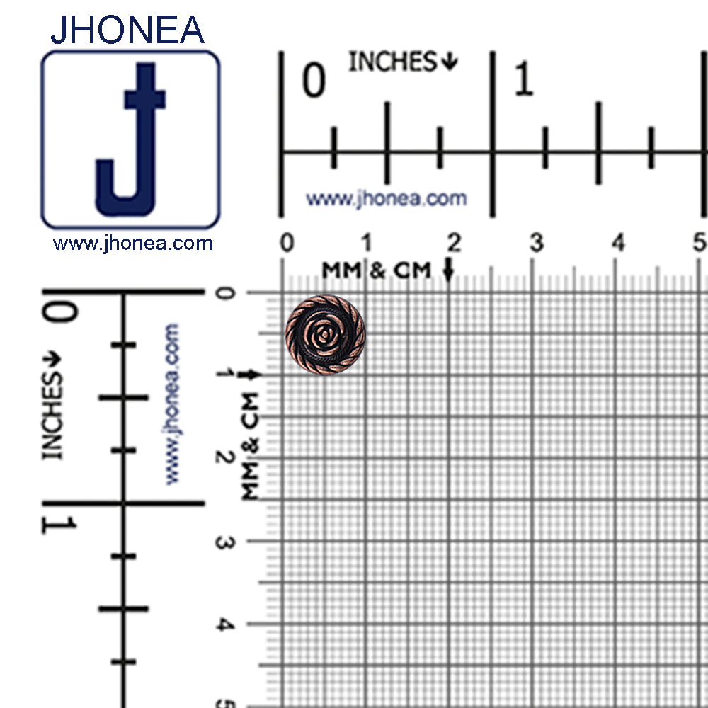 Round Rope Rim Design Rose Engraved Kurti Metal Buttons