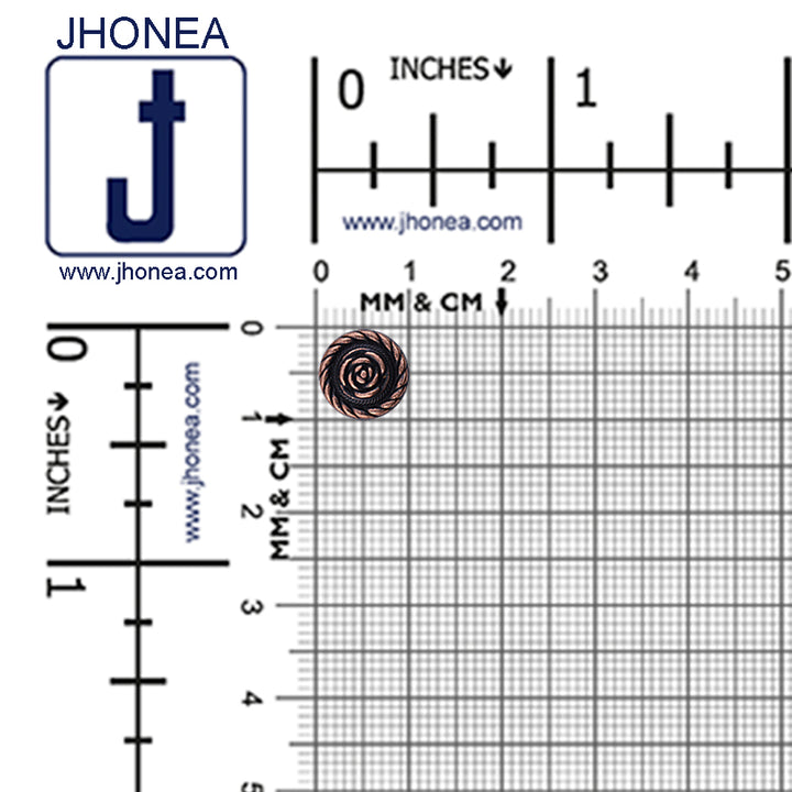 Round Rope Rim Design Rose Engraved Kurti Metal Buttons