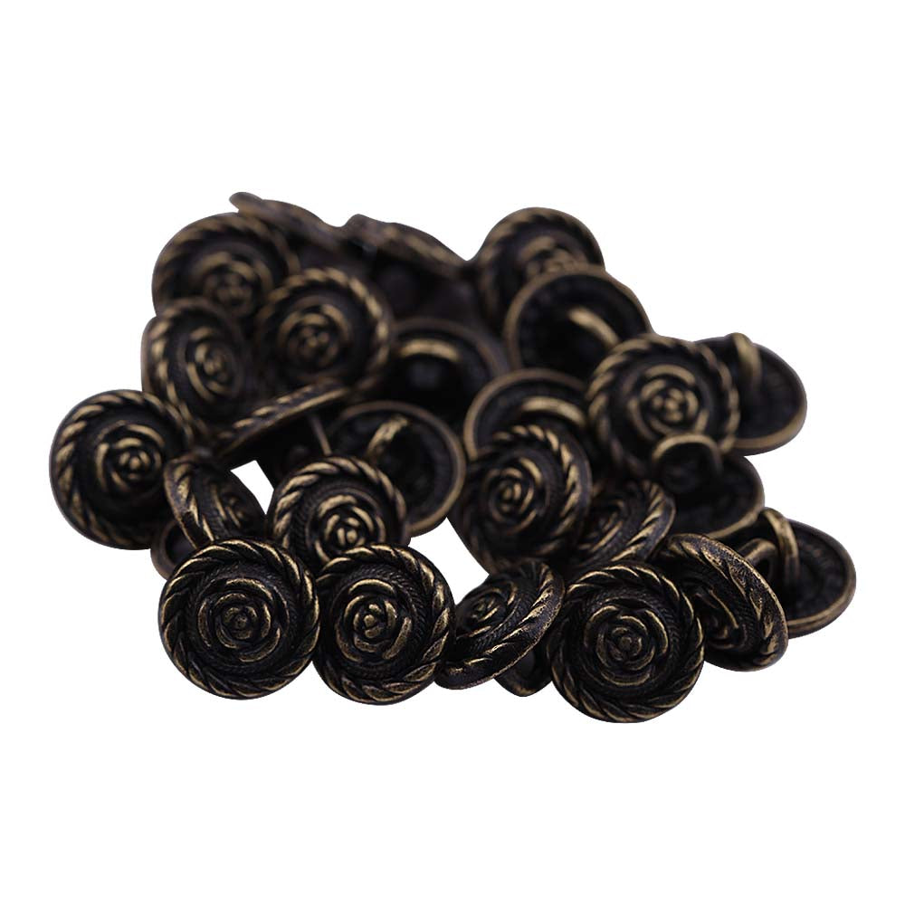 Round Rope Rim Design Rose Engraved Kurti Metal Buttons