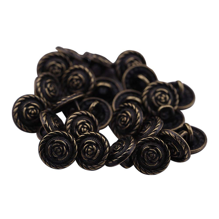 Round Rope Rim Design Rose Engraved Kurti Metal Buttons