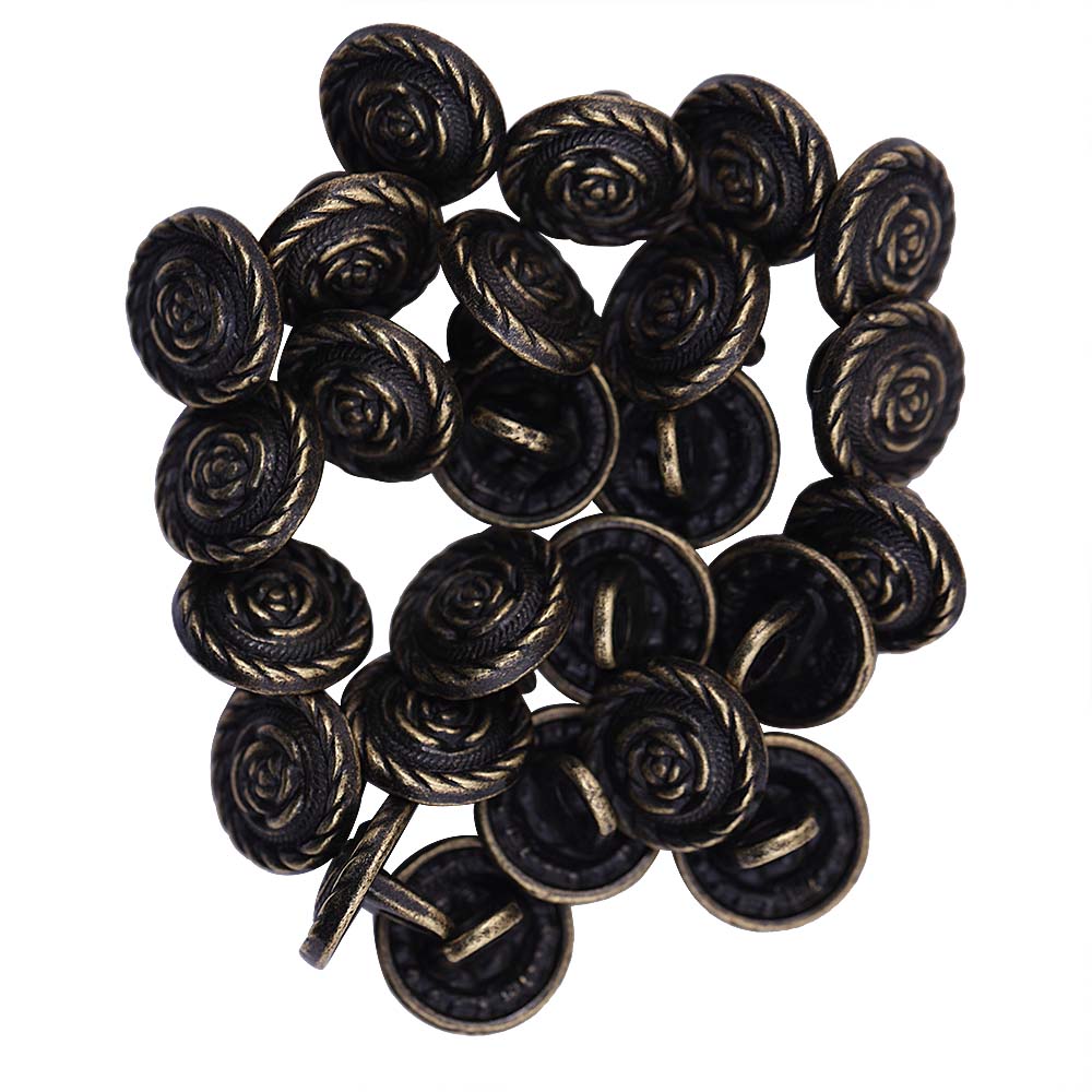 Round Rope Rim Design Rose Engraved Kurti Metal Buttons