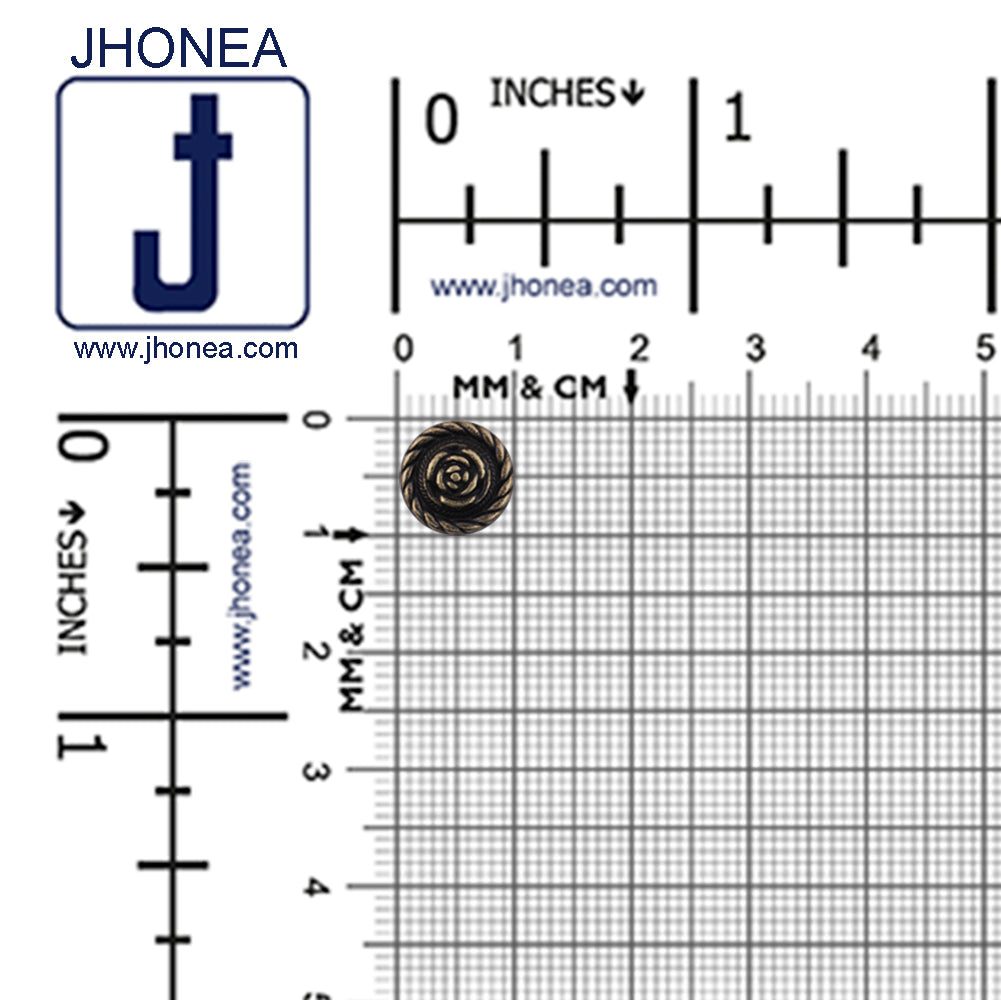 Round Rope Rim Design Rose Engraved Kurti Metal Buttons