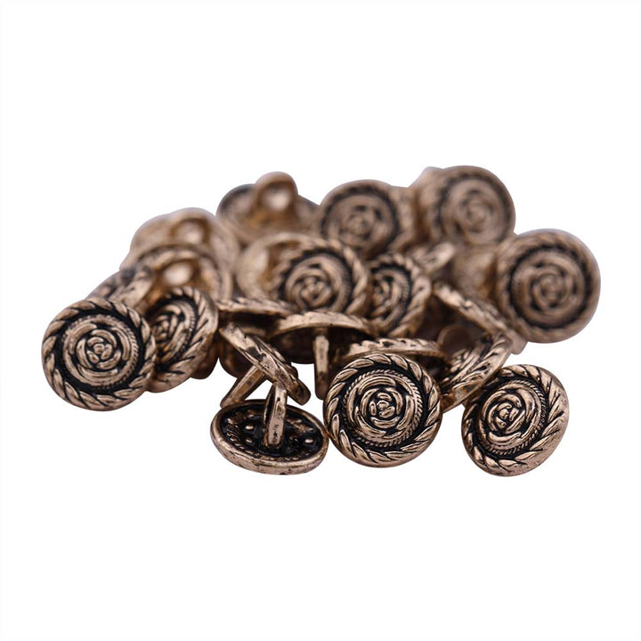 Round Rope Rim Design Rose Engraved Kurti Metal Buttons