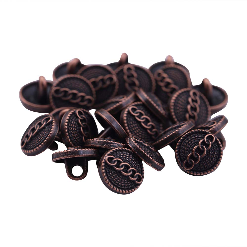 Round Shape Chain Engraved Design Loop Metal Buttons