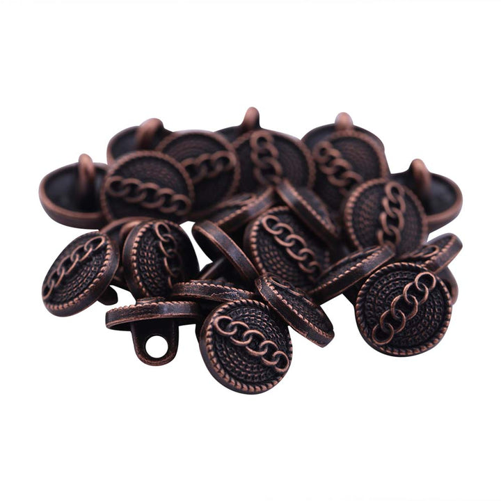 Round Shape Chain Engraved Design Loop Metal Buttons