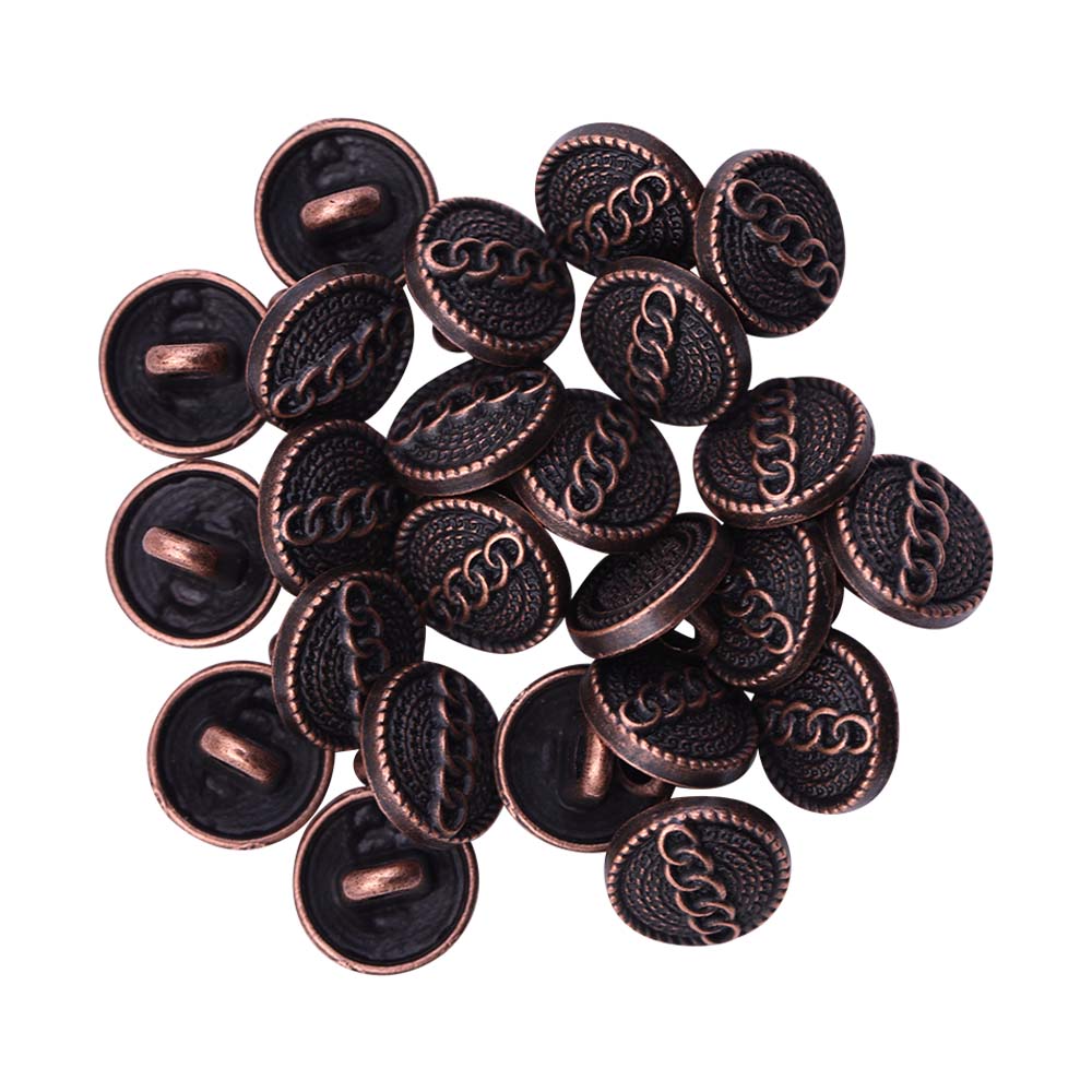 Round Shape Chain Engraved Design Loop Metal Buttons