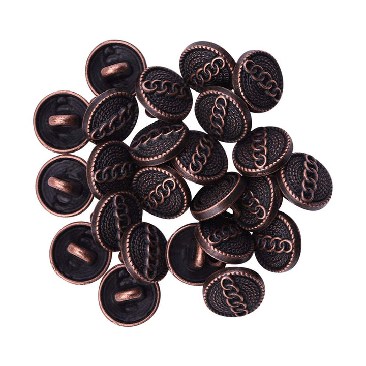 Round Shape Chain Engraved Design Loop Metal Buttons