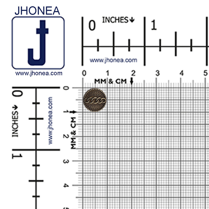Round Shape Chain Engraved Design Loop Metal Buttons