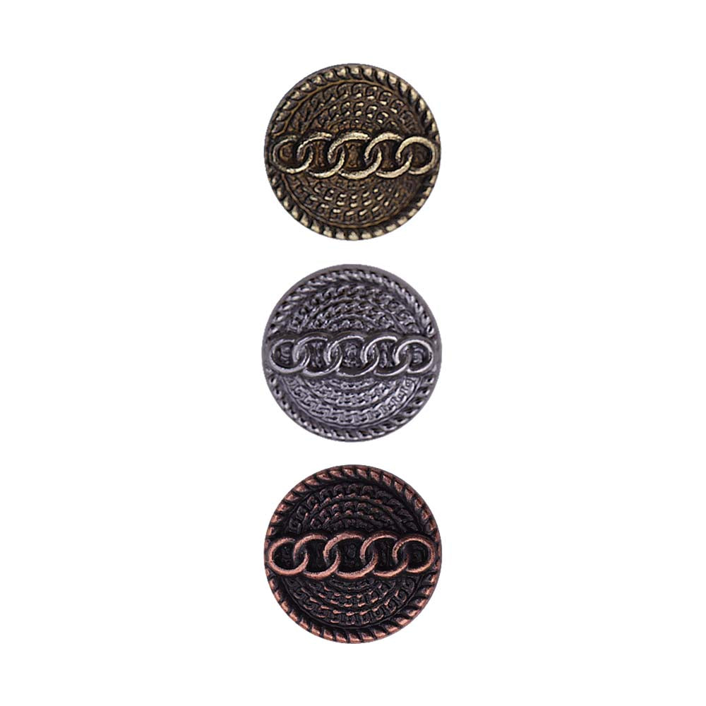 Round Shape Chain Engraved Design Loop Metal Buttons