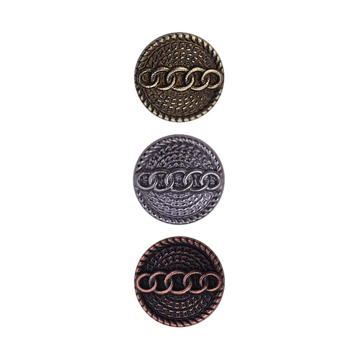 Round Shape Chain Engraved Design Loop Metal Buttons