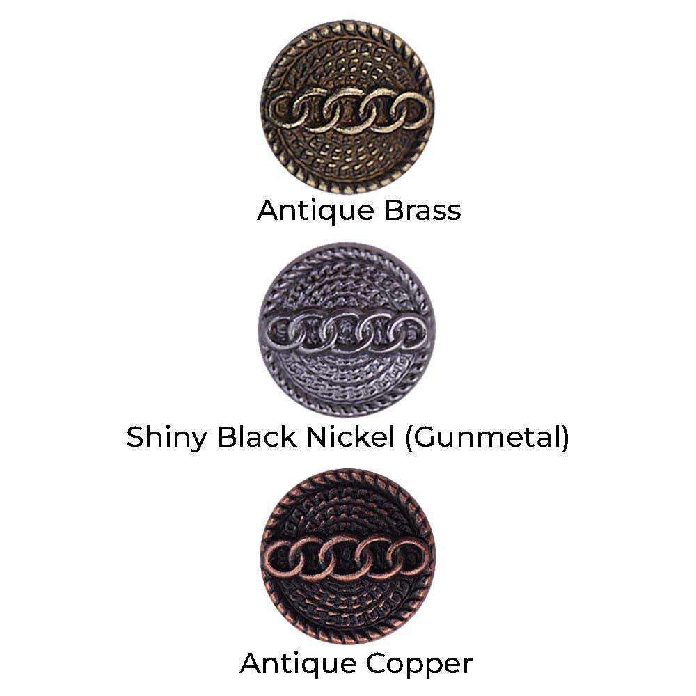 Round Shape Chain Engraved Design Loop Metal Buttons