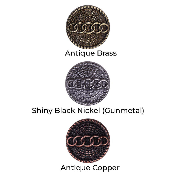 Round Shape Chain Engraved Design Loop Metal Buttons