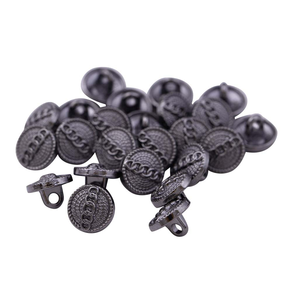 Round Shape Chain Engraved Design Loop Metal Buttons