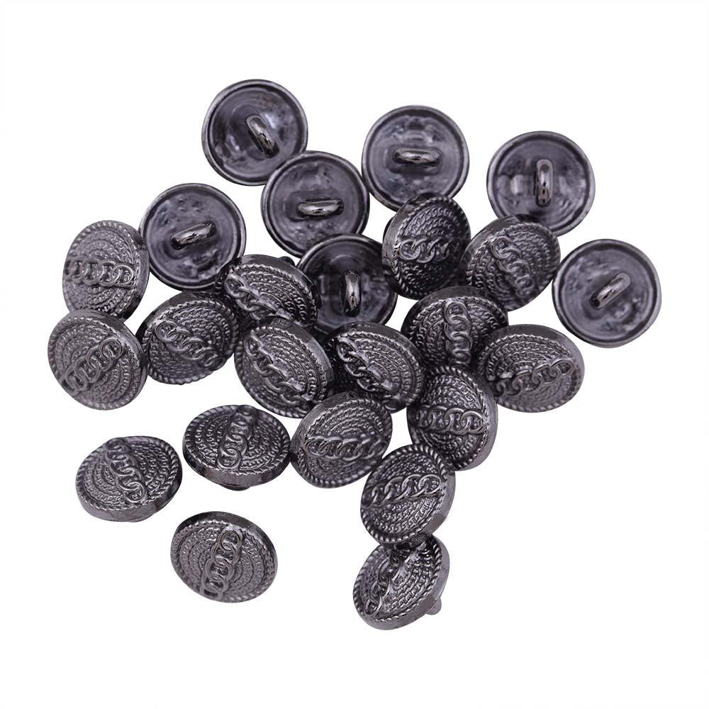 Round Shape Chain Engraved Design Loop Metal Buttons