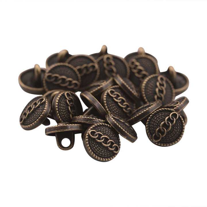 Round Shape Chain Engraved Design Loop Metal Buttons