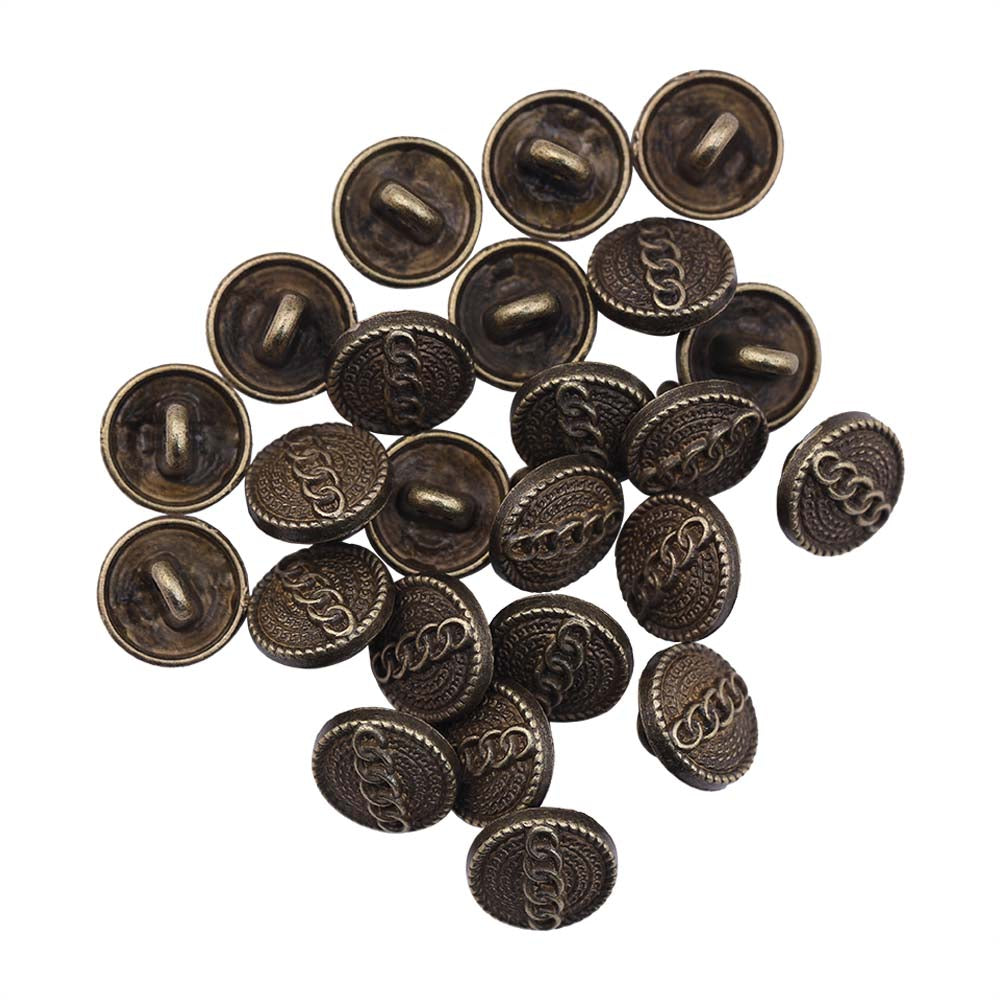 Round Shape Chain Engraved Design Loop Metal Buttons