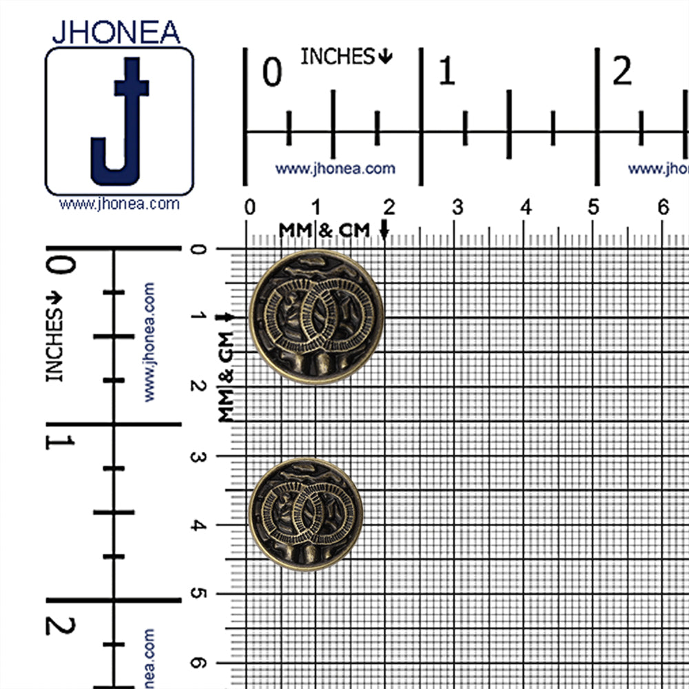 Rounded Rim Antique Brass Finish Logo Design Metal Buttons