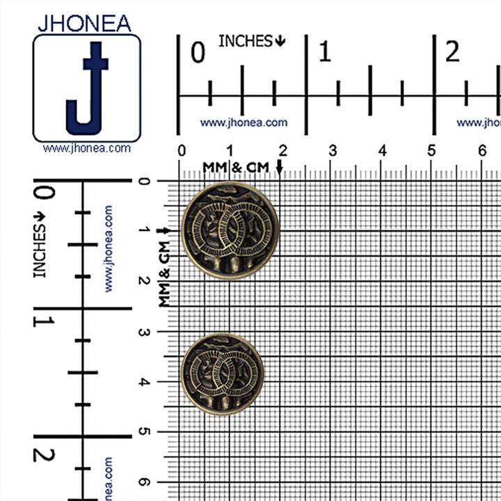 Rounded Rim Antique Brass Finish Logo Design Metal Buttons